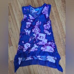 Simply Vera by Vera Wang Purple/ Blue Floral Top Blouse Small